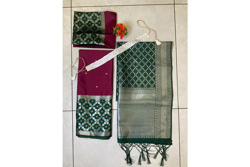 South Indian Festival Traditional Half Saree JanjalPAttu - Image 47
