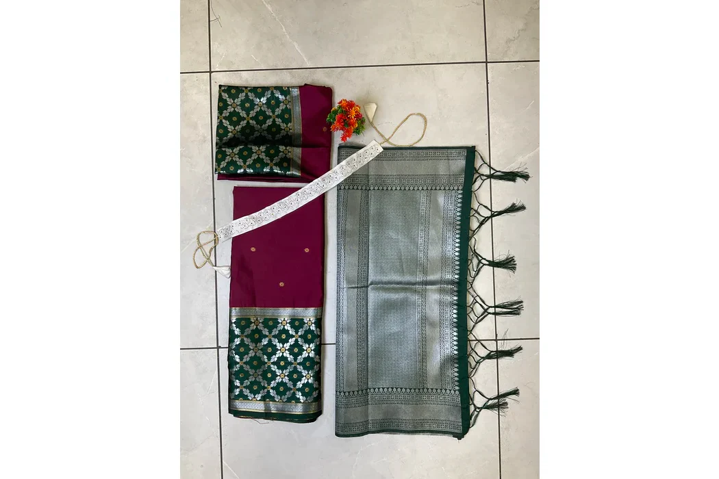 South Indian Festival Traditional Half Saree JanjalPAttu - Image 48