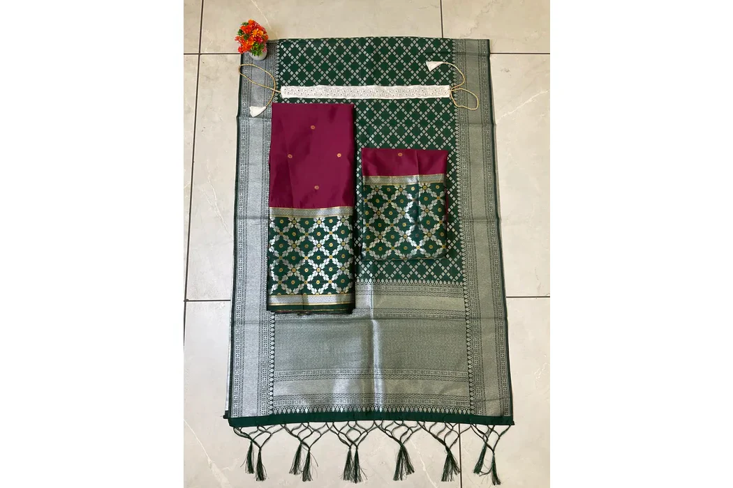 South Indian Festival Traditional Half Saree JanjalPAttu - Image 49