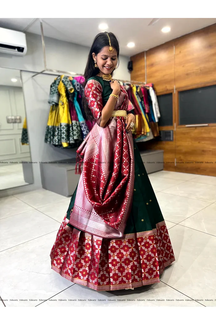 South Indian Festival Traditional Half Saree JanjalPAttu - Image 6