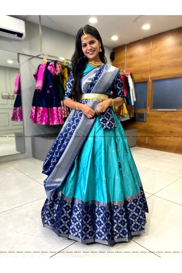 South Indian Festival Traditional Half Saree JanjalPAttu - Image 8