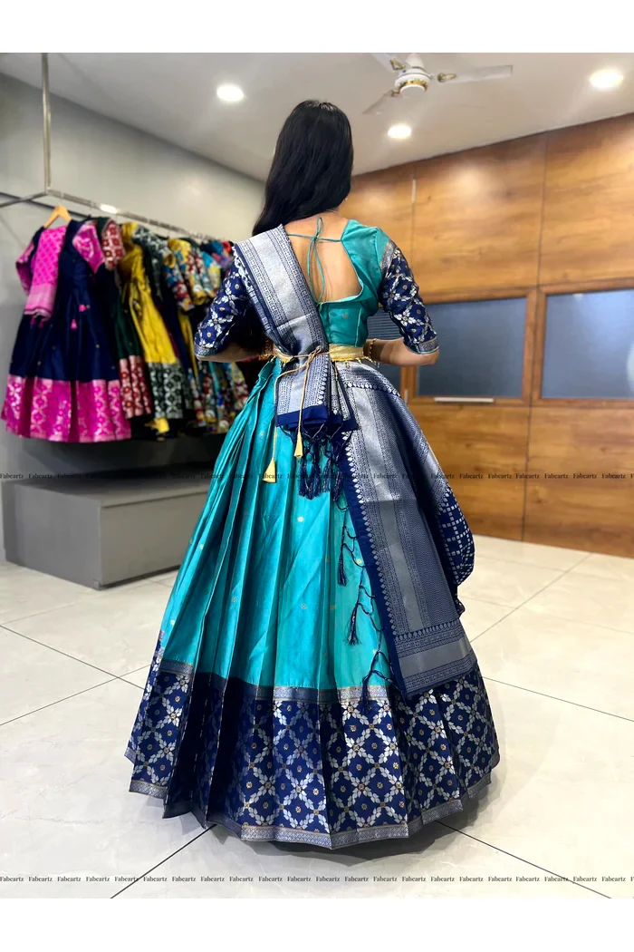 South Indian Festival Traditional Half Saree JanjalPAttu - Image 9