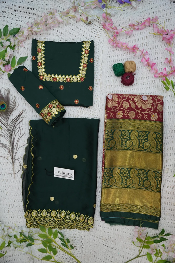 Women's Woven Design zari work Half Saree with Embroidered Blouse and Dupatta Jaya - Image 104