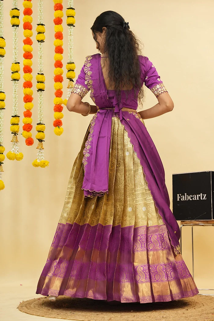 Women's Woven Design zari work Half Saree with Embroidered Blouse and Dupatta Jaya - Image 15