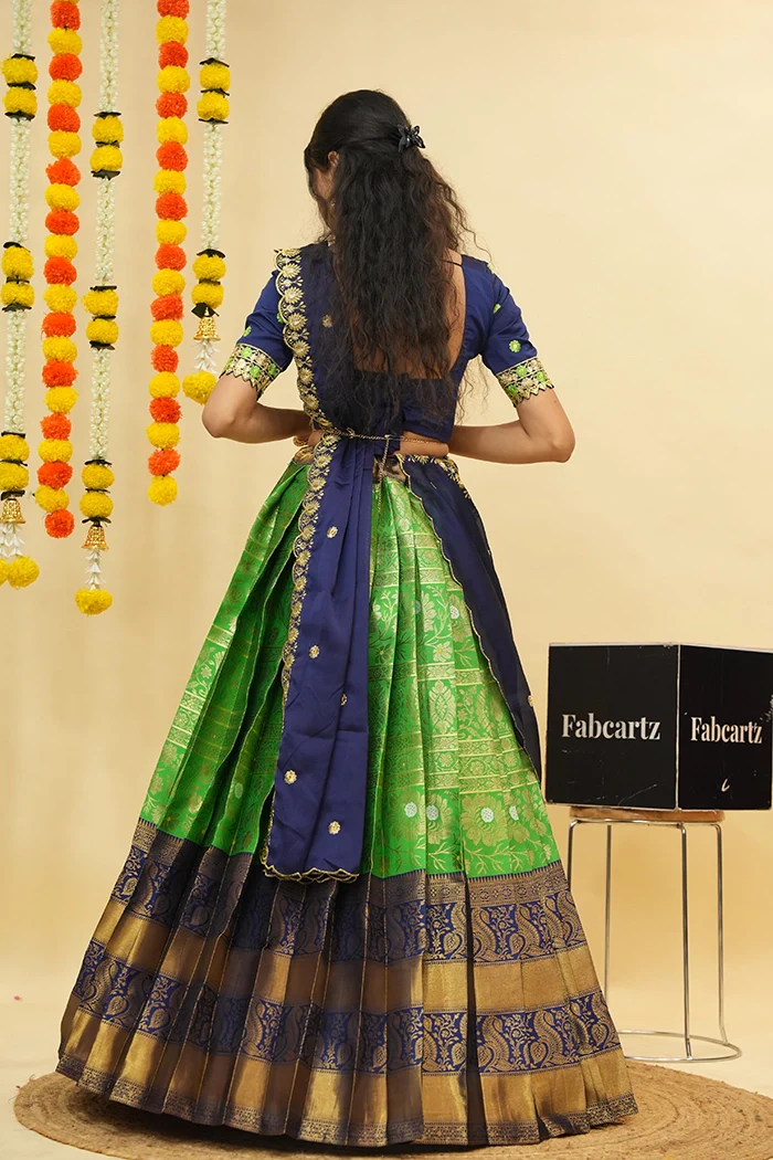 Women's Woven Design zari work Half Saree with Embroidered Blouse and Dupatta Jaya - Image 59