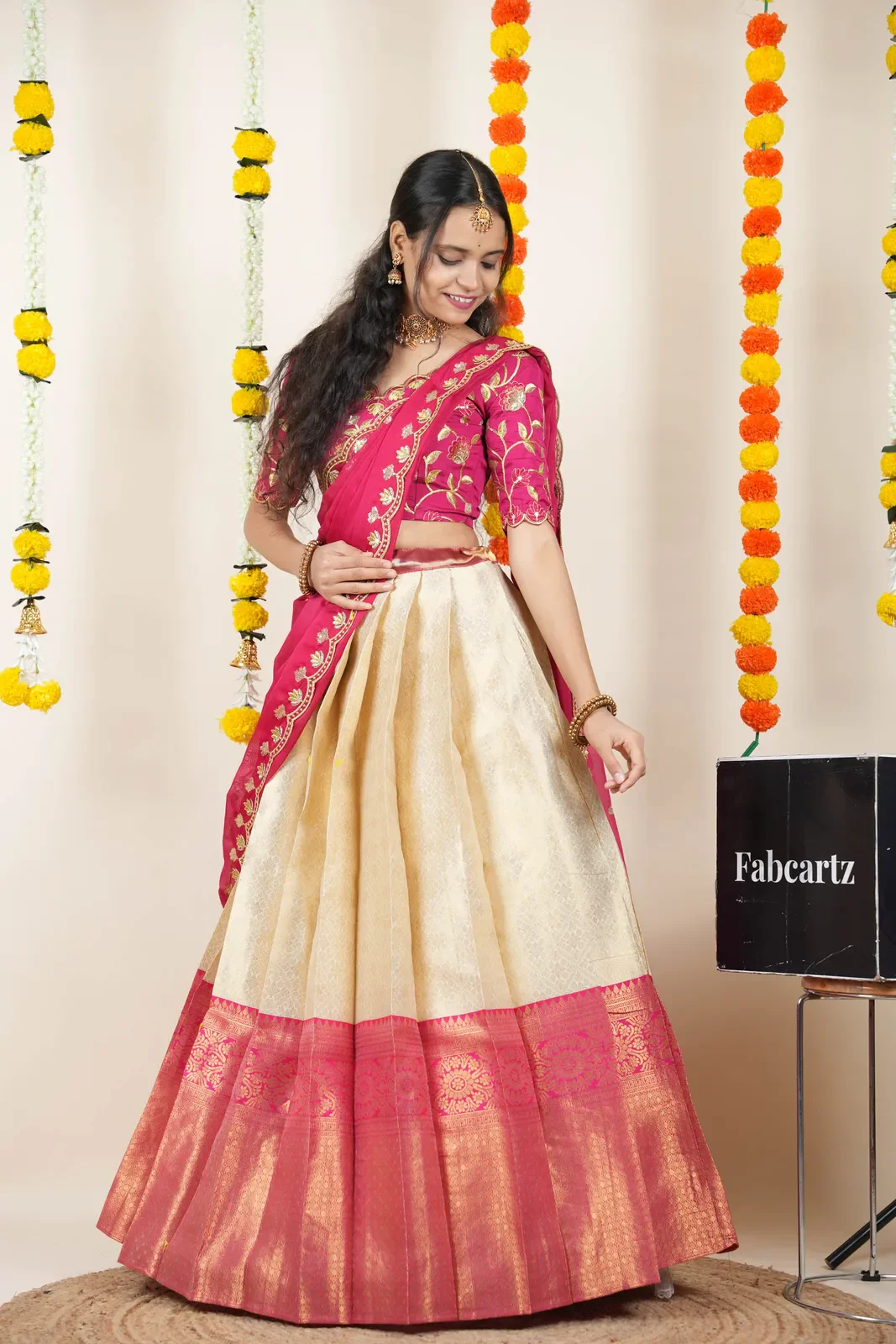Women's Woven Design Half Saree with Blouse and Dupatta Juhi - Image 13