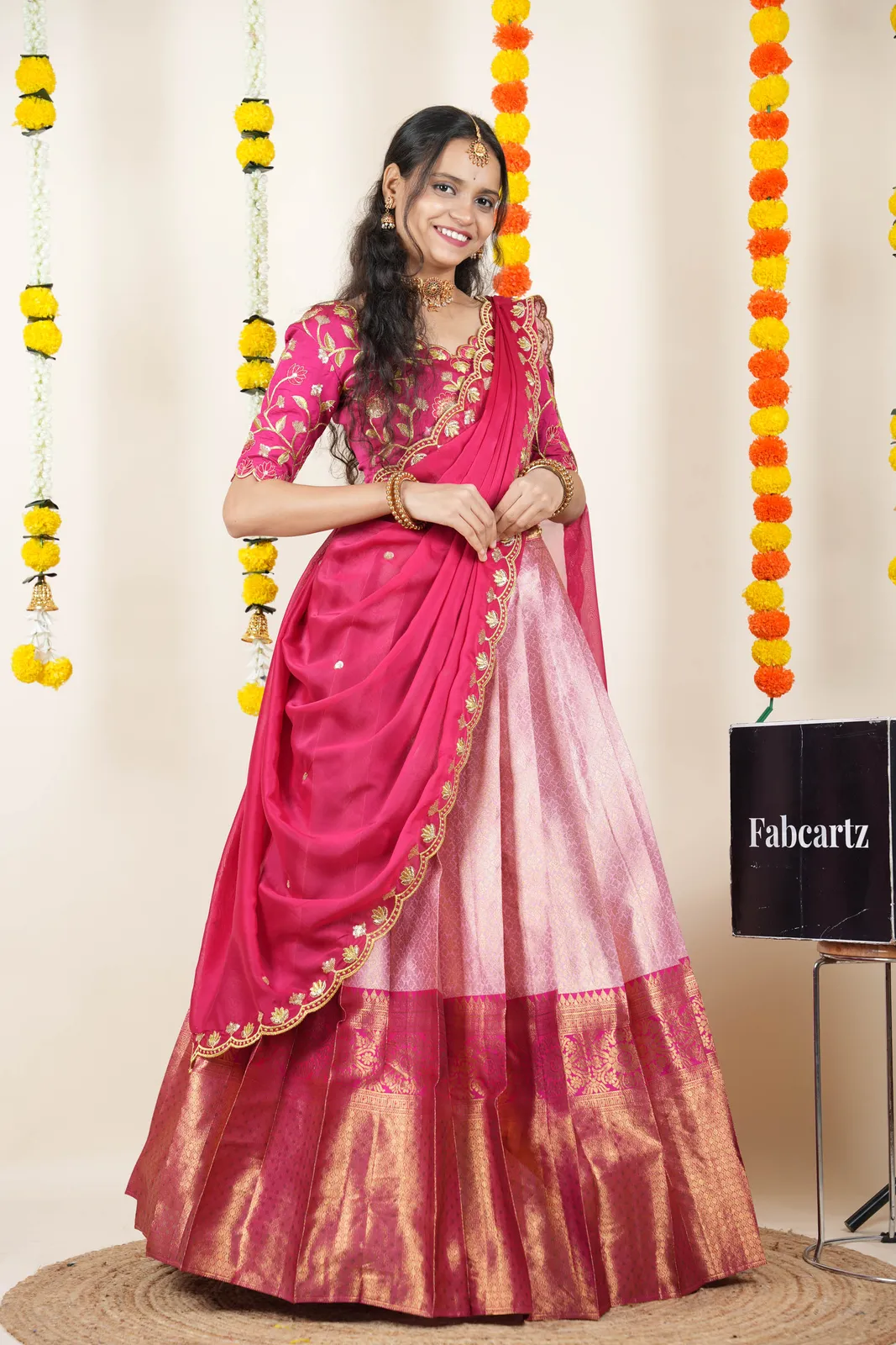 Women's Woven Design Half Saree with Blouse and Dupatta Juhi - Image 20