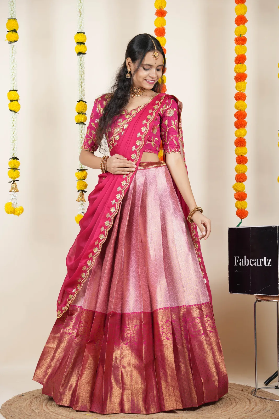 Women's Woven Design Half Saree with Blouse and Dupatta Juhi - Image 21