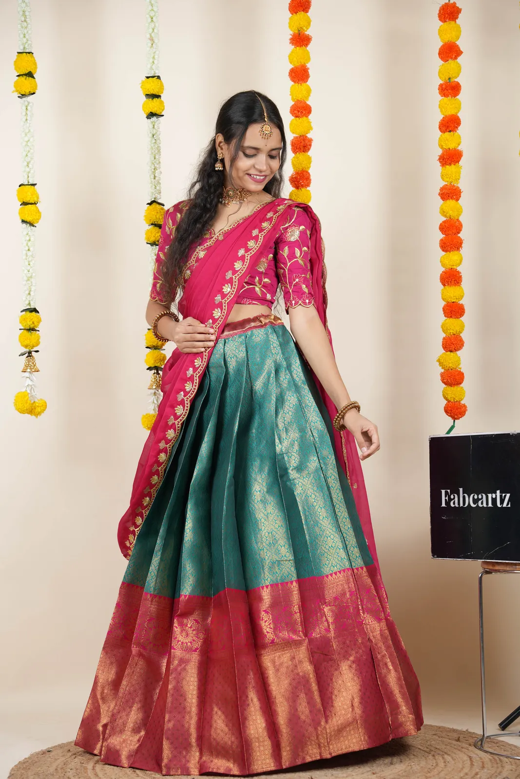 Women's Woven Design Half Saree with Blouse and Dupatta Juhi - Image 29