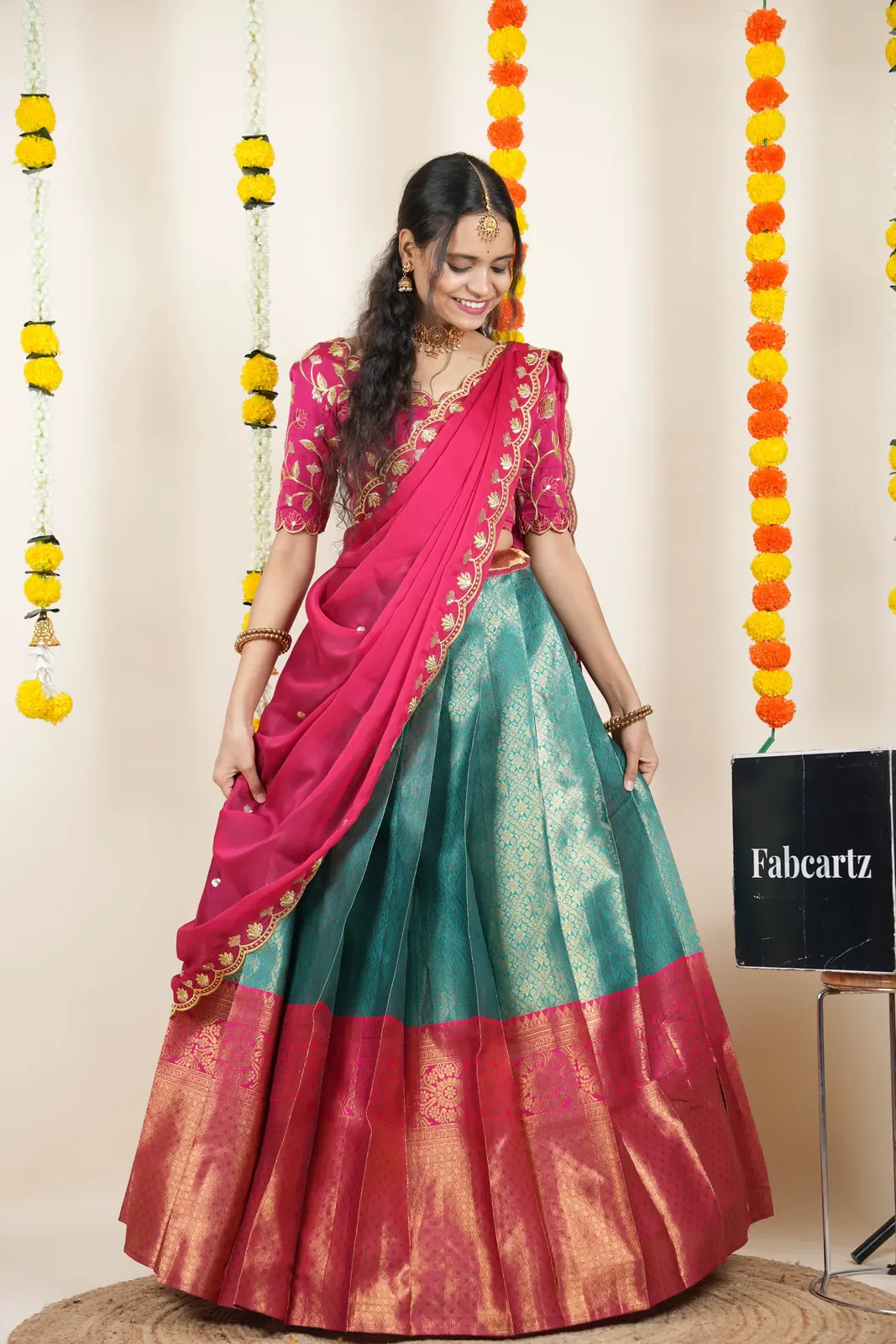 Women's Woven Design Half Saree with Blouse and Dupatta Juhi - Image 30