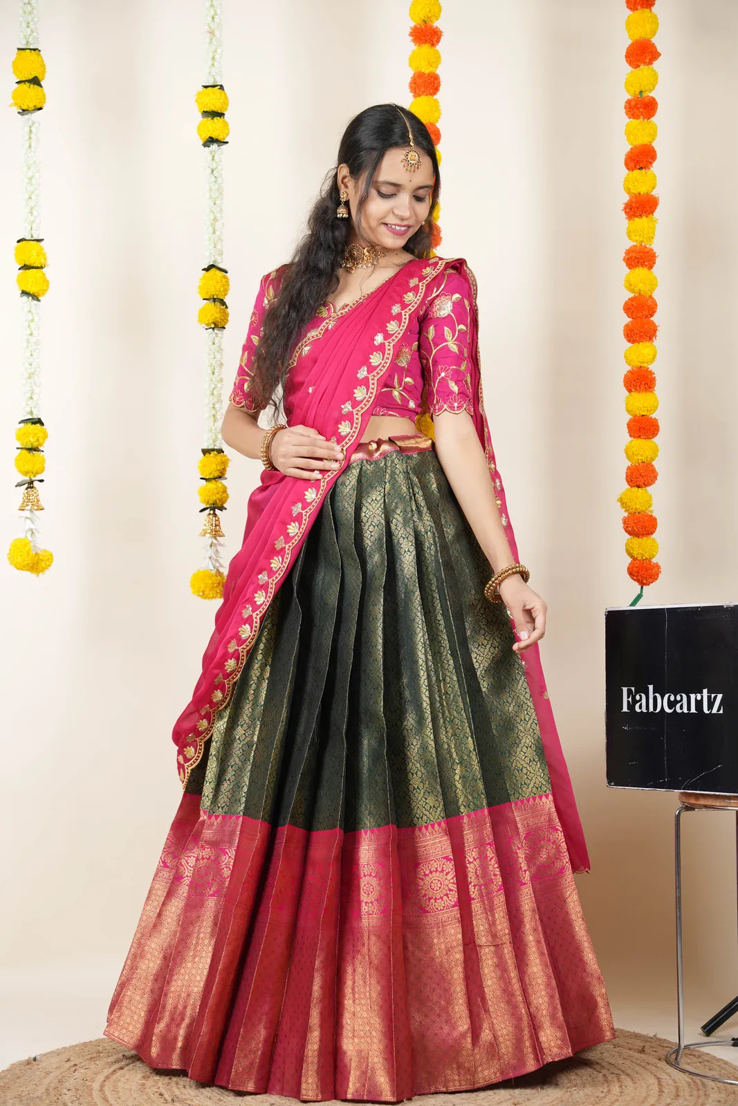 Women's Woven Design Half Saree with Blouse and Dupatta Juhi - Image 37