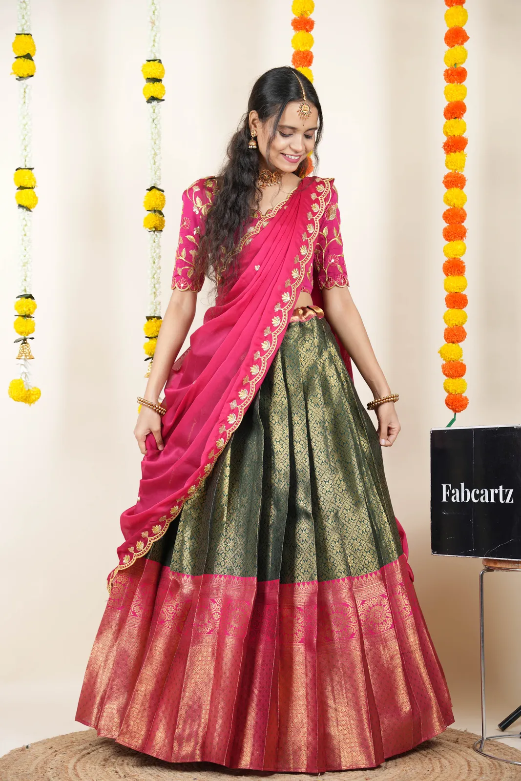 Women's Woven Design Half Saree with Blouse and Dupatta Juhi - Image 38