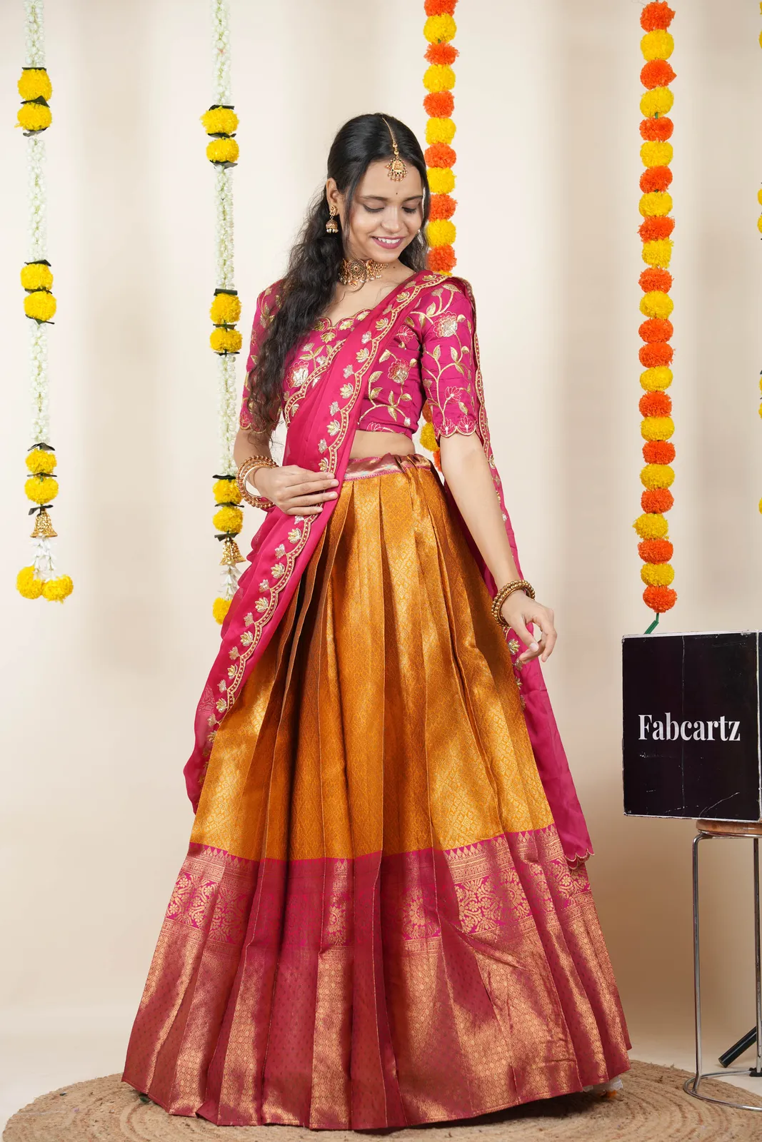 Women's Woven Design Half Saree with Blouse and Dupatta Juhi - Image 5