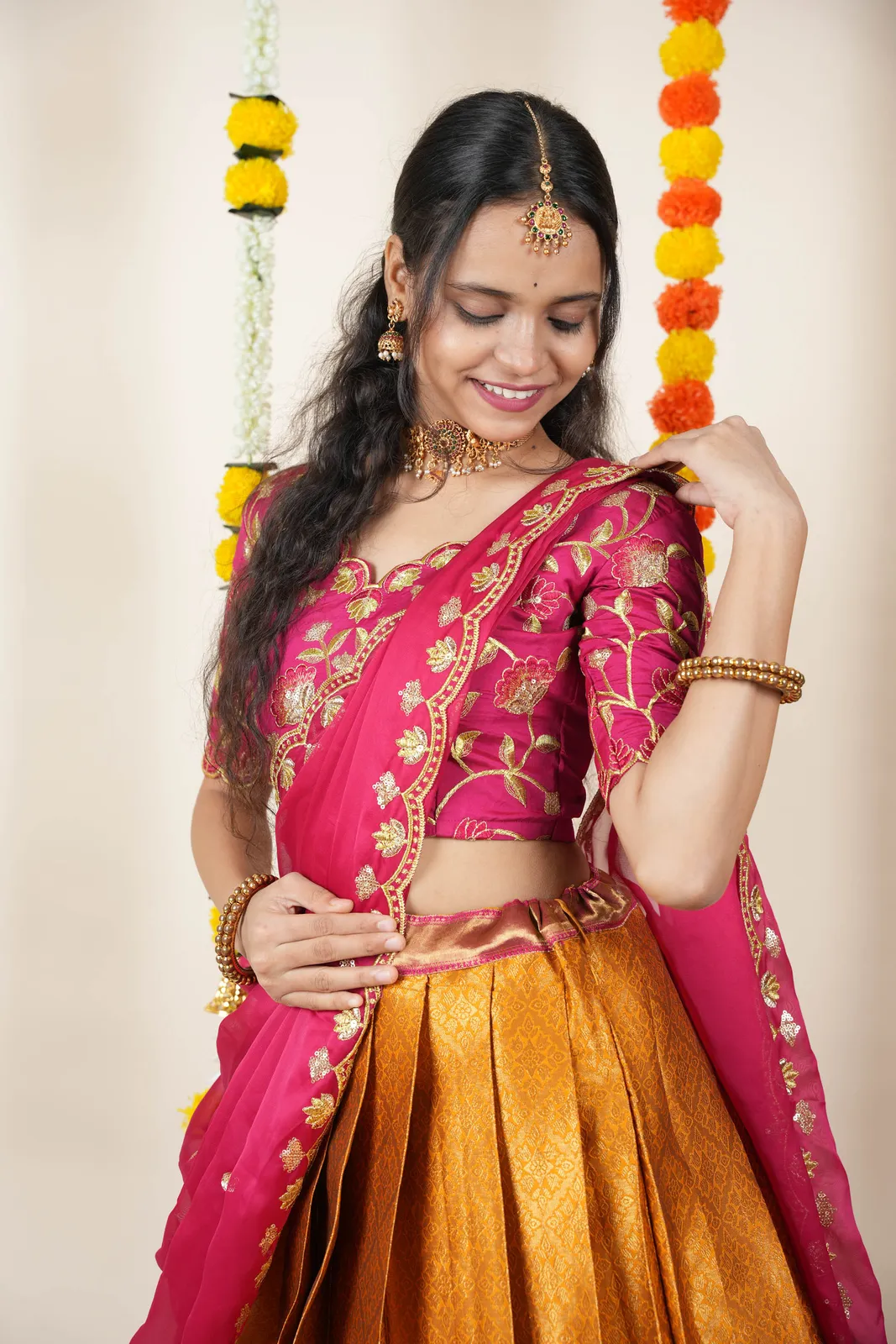 Women's Woven Design Half Saree with Blouse and Dupatta Juhi - Image 7
