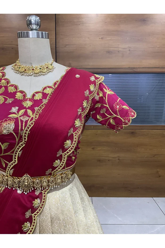 Juhi Women's Woven Design Half Saree with Blouse and Dupatta - Image 19