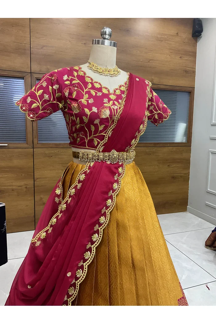 Juhi Women's Woven Design Half Saree with Blouse and Dupatta - Image 24