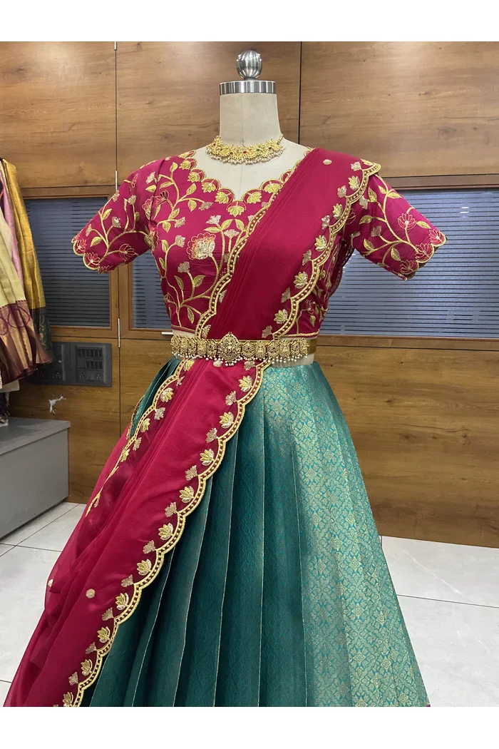 Juhi Women's Woven Design Half Saree with Blouse and Dupatta - Image 31