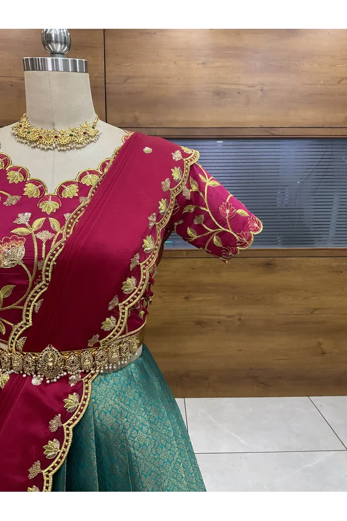 Juhi Women's Woven Design Half Saree with Blouse and Dupatta - Image 32