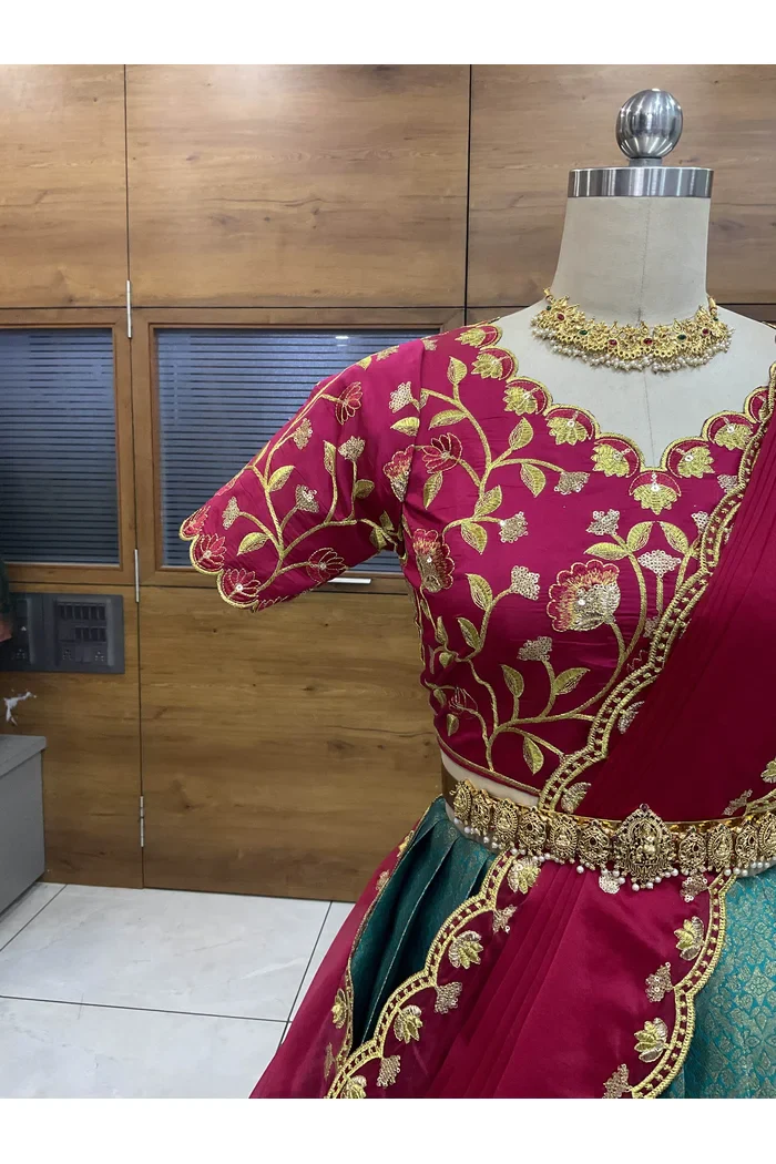 Juhi Women's Woven Design Half Saree with Blouse and Dupatta - Image 33
