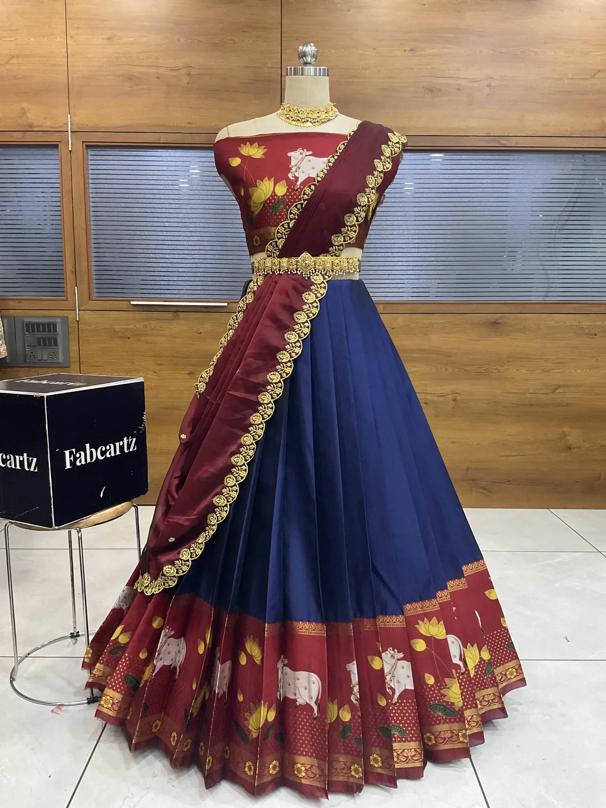 South Indian Festival Traditional Half Saree with Embroidered Blouse & Dupatta KaamRango - Image 11