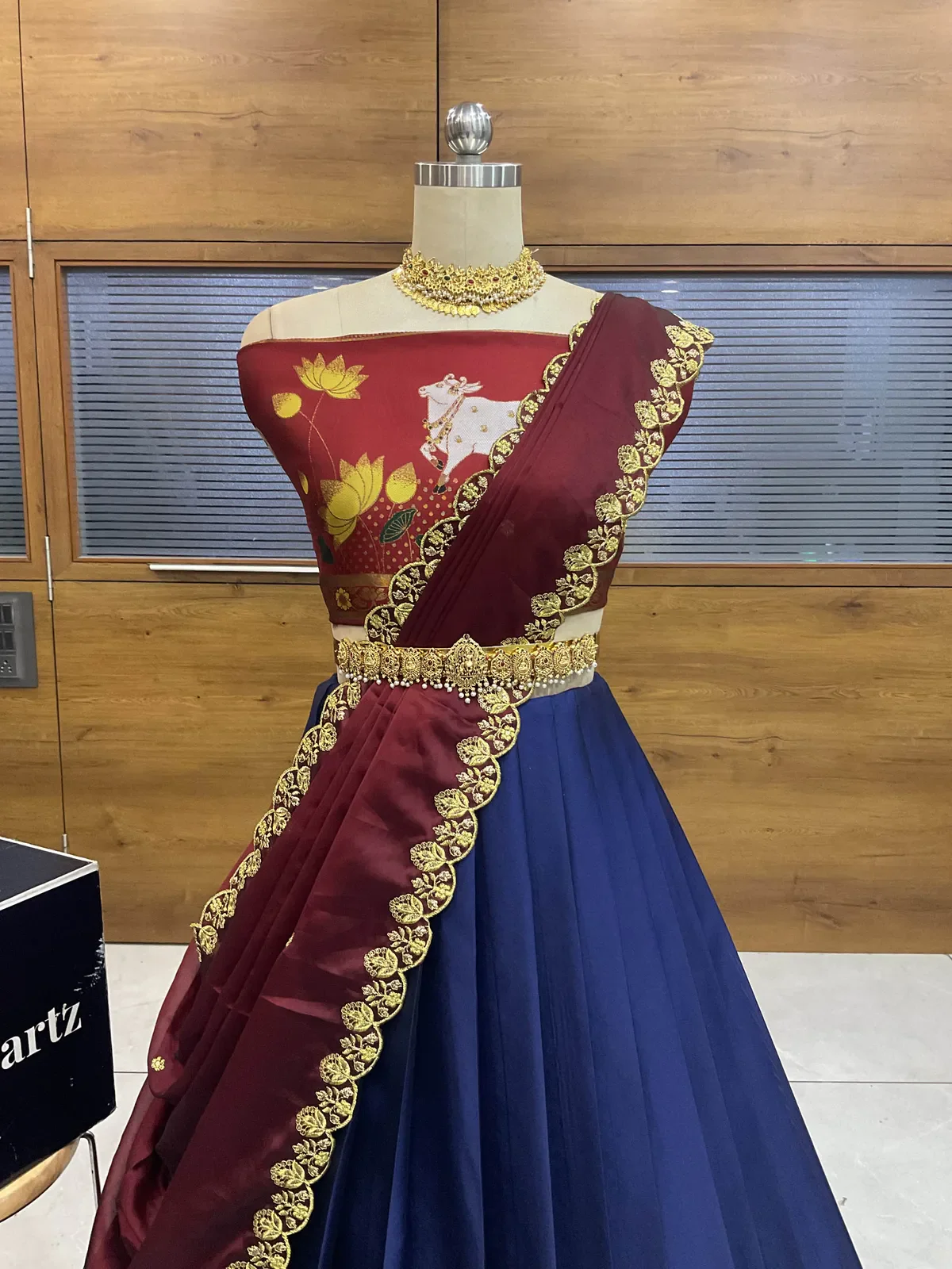 South Indian Festival Traditional Half Saree with Embroidered Blouse & Dupatta KaamRango - Image 12