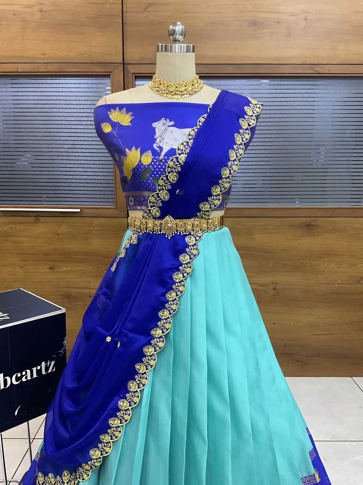 South Indian Festival Traditional Half Saree with Embroidered Blouse & Dupatta KaamRango - Image 17