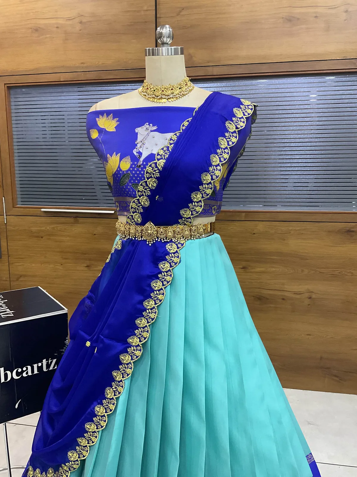 South Indian Festival Traditional Half Saree with Embroidered Blouse & Dupatta KaamRango - Image 18
