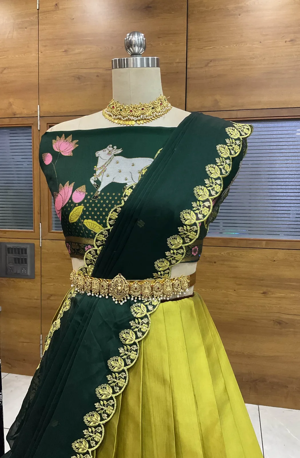 South Indian Festival Traditional Half Saree with Embroidered Blouse & Dupatta KaamRango - Image 23