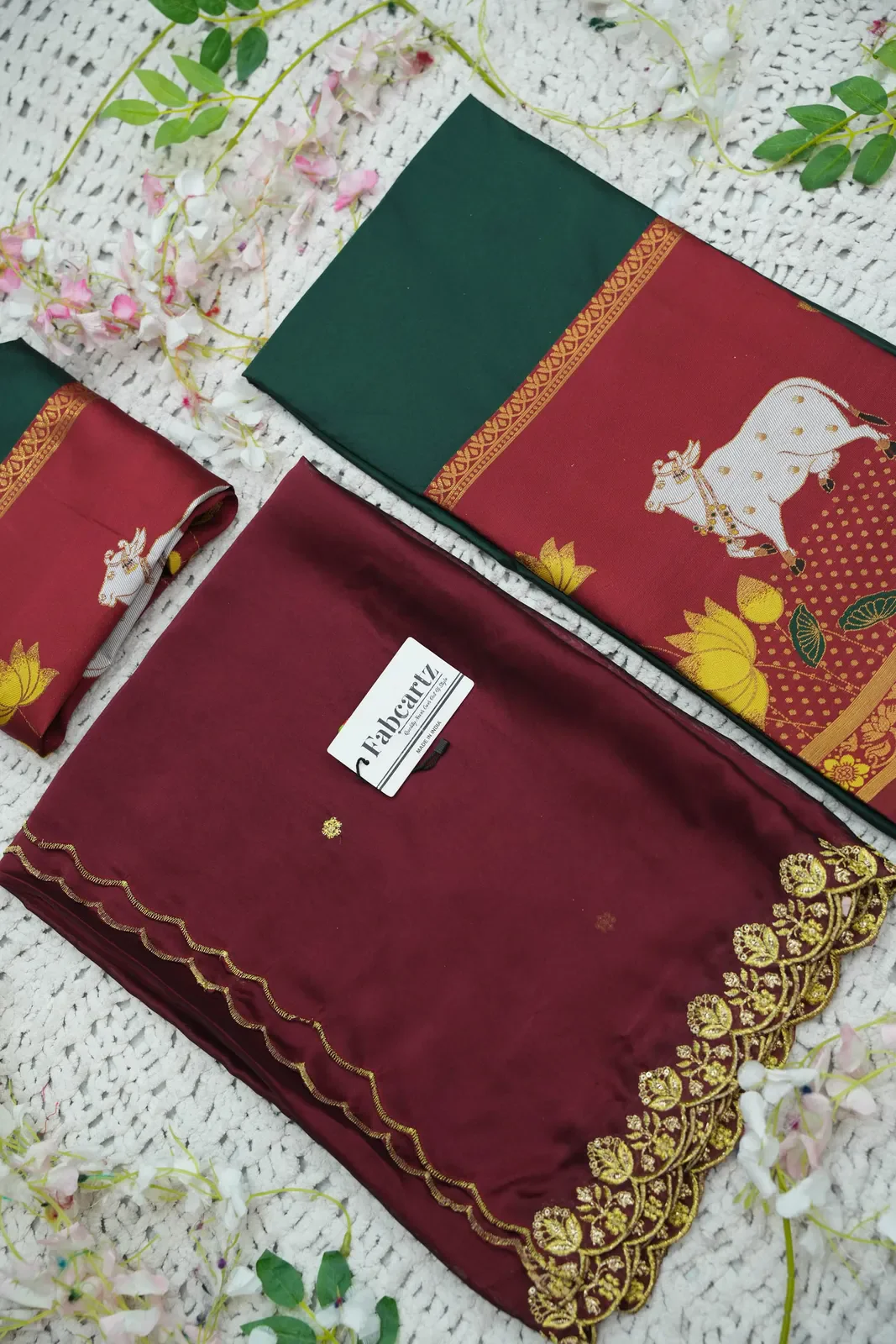 South Indian Festival Traditional Half Saree with Embroidered Blouse & Dupatta KaamRango - Image 28