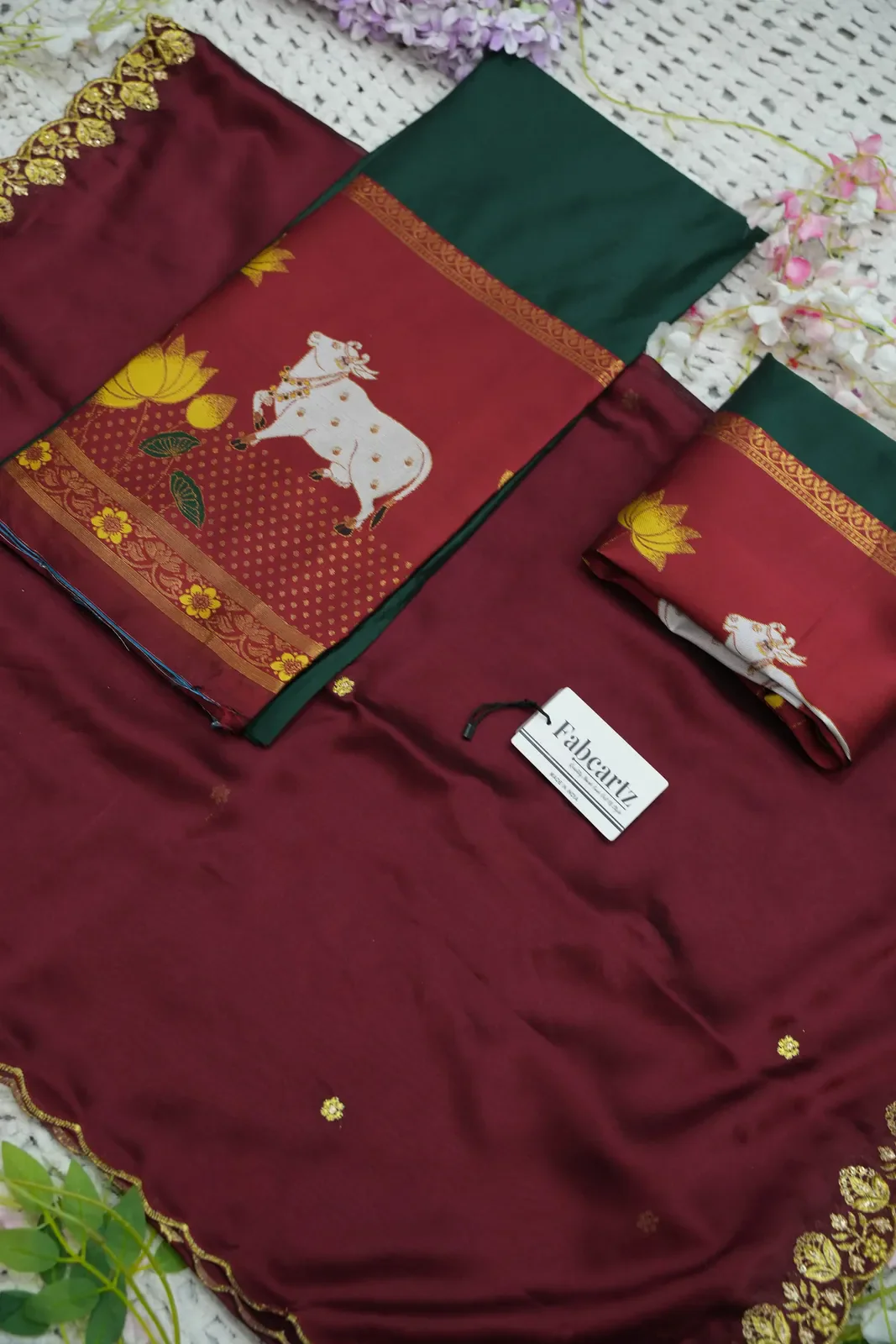 South Indian Festival Traditional Half Saree with Embroidered Blouse & Dupatta KaamRango - Image 29