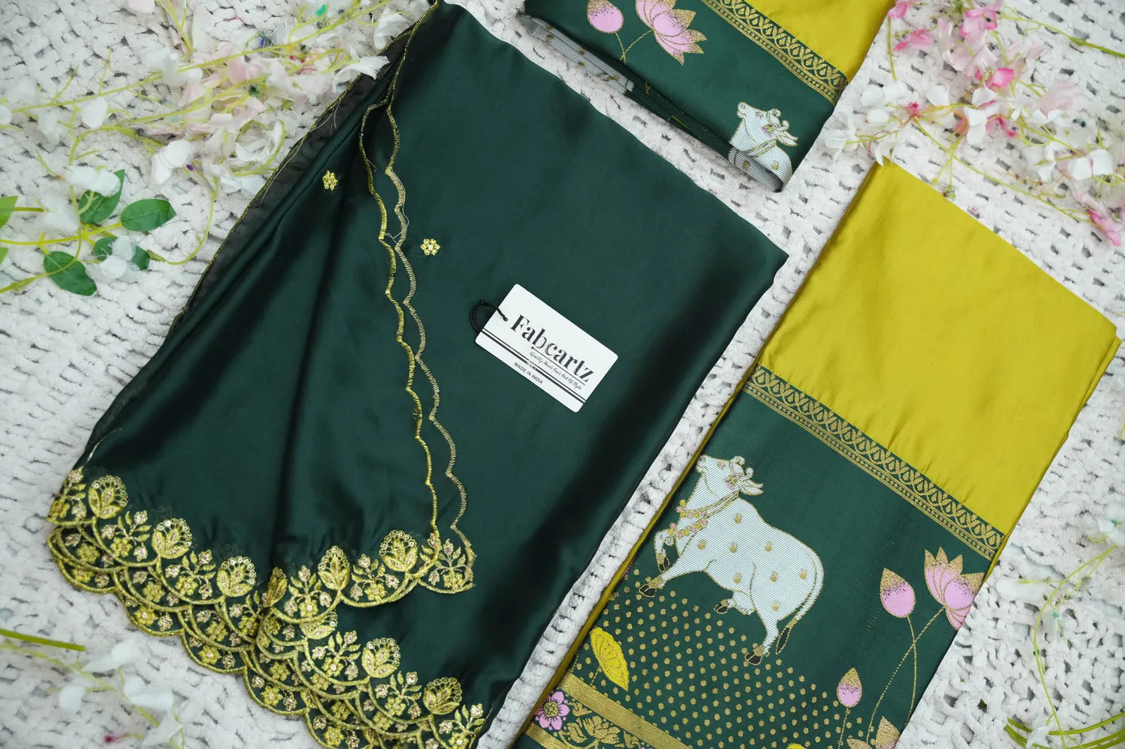 South Indian Festival Traditional Half Saree with Embroidered Blouse & Dupatta KaamRango - Image 55