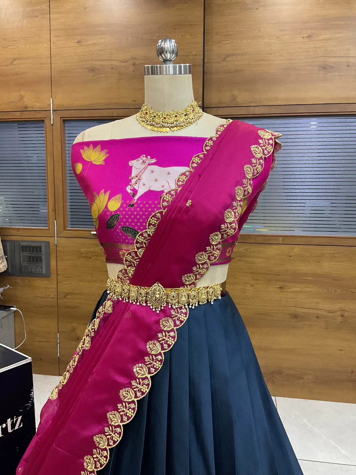 South Indian Festival Traditional Half Saree with Embroidered Blouse & Dupatta KaamRango - Image 8