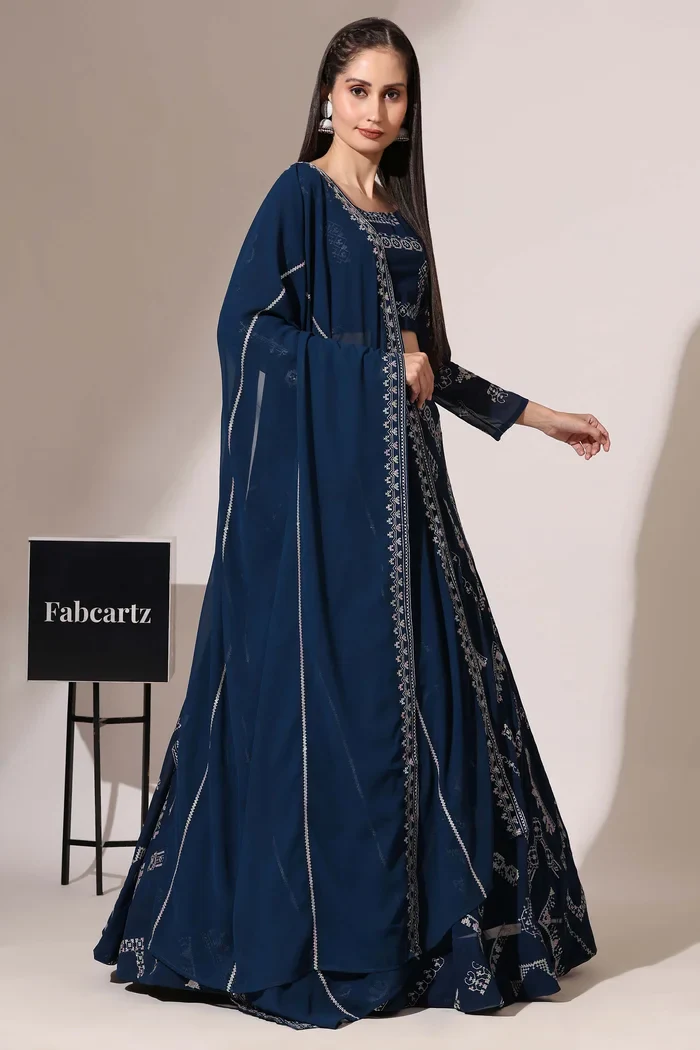 Women's Embroidered Georgette Lehenga Choli with Sequins Work CO² - Image 10