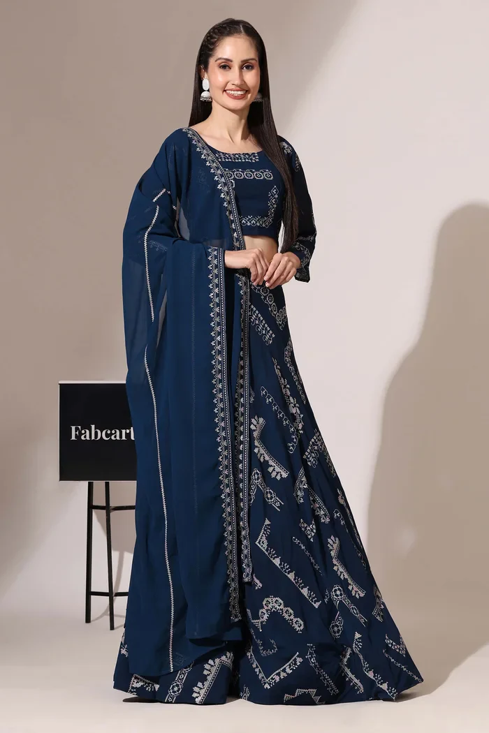 Women's Embroidered Georgette Lehenga Choli with Sequins Work CO² - Image 11