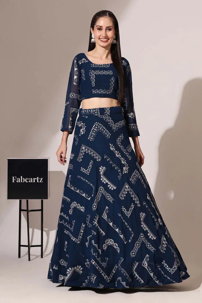 Women's Embroidered Georgette Lehenga Choli with Sequins Work CO² - Image 14