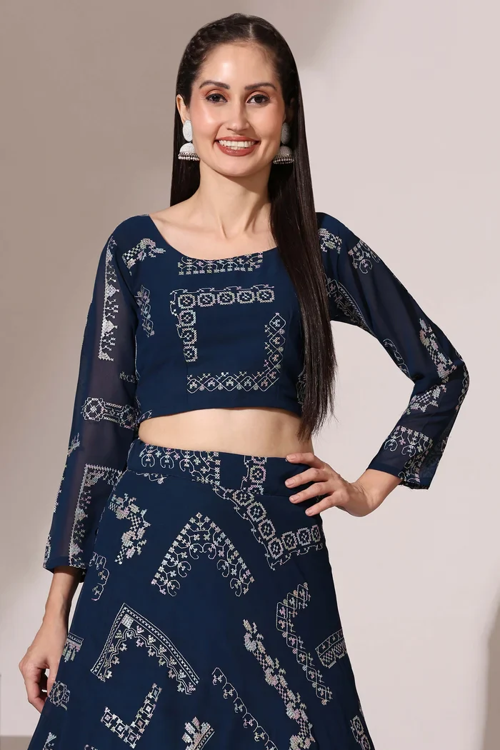 Women's Embroidered Georgette Lehenga Choli with Sequins Work CO² - Image 16