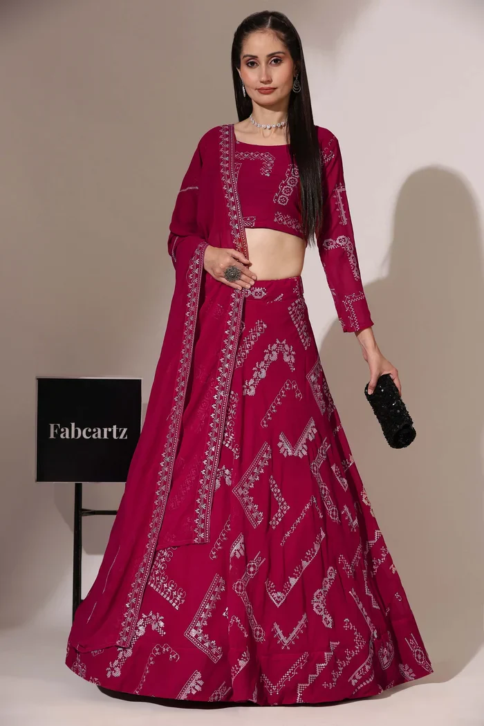 Women's Embroidered Georgette Lehenga Choli with Sequins Work CO² - Image 23