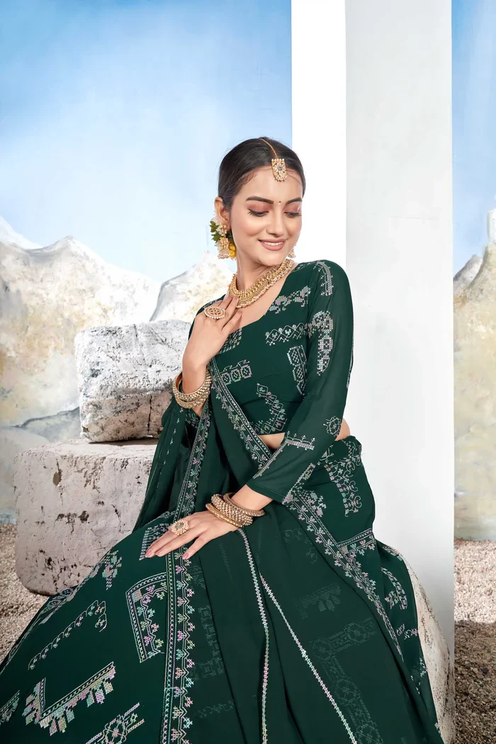 Women's Embroidered Georgette Lehenga Choli with Sequins Work CO² - Image 3