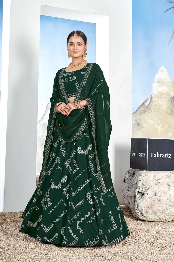Women's Embroidered Georgette Lehenga Choli with Sequins Work CO² - Image 5