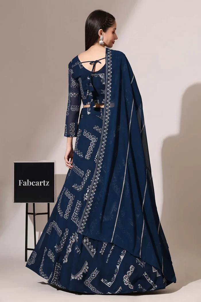 Women's Embroidered Georgette Lehenga Choli with Sequins Work CO² - Image 9