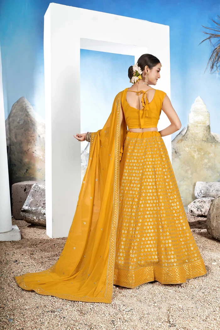Women's Embroidered Georgette Lehenga Choli with Sequins Work Kailash - Image 10