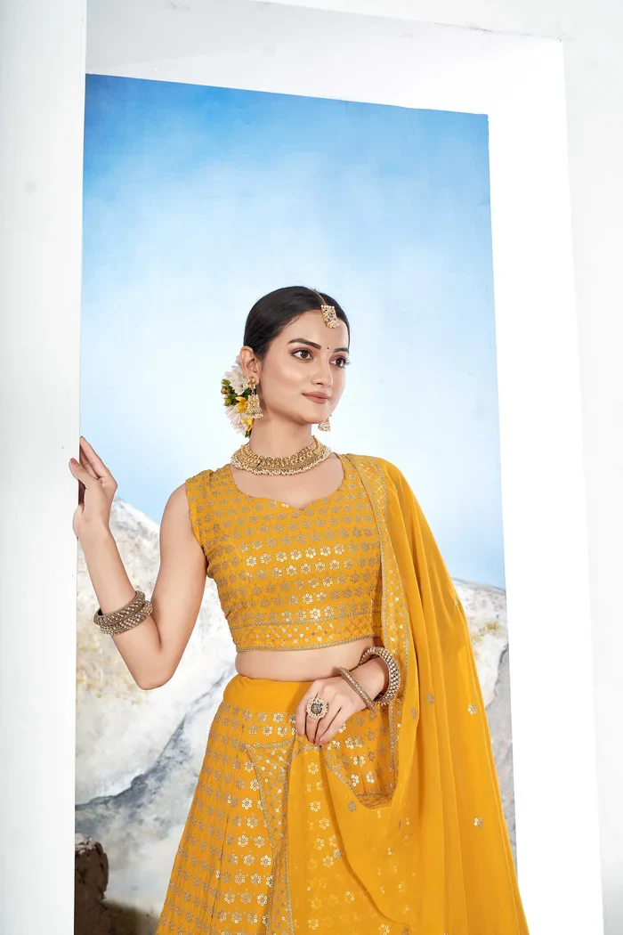 Women's Embroidered Georgette Lehenga Choli with Sequins Work Kailash - Image 11
