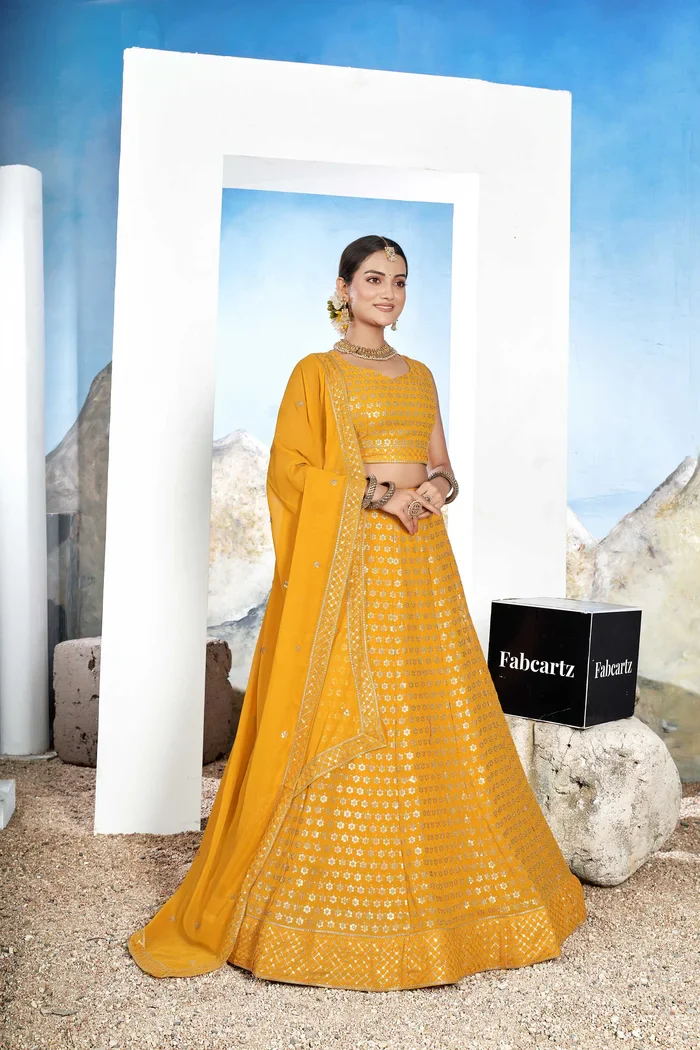Women's Embroidered Georgette Lehenga Choli with Sequins Work Kailash - Image 12