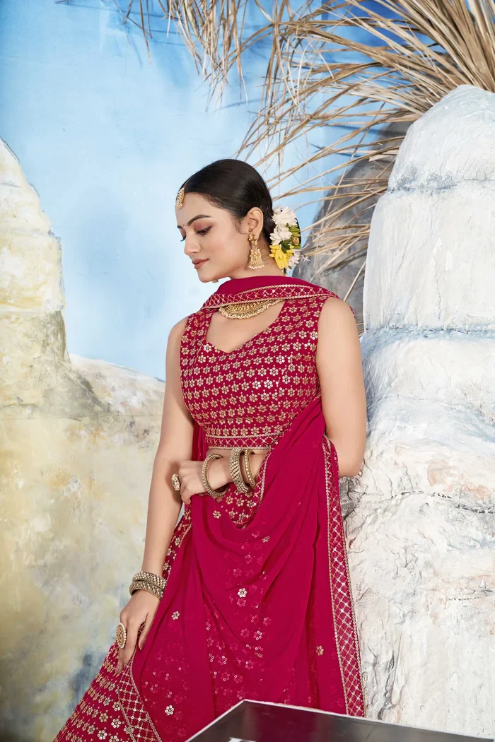 Women's Embroidered Georgette Lehenga Choli with Sequins Work Kailash - Image 5