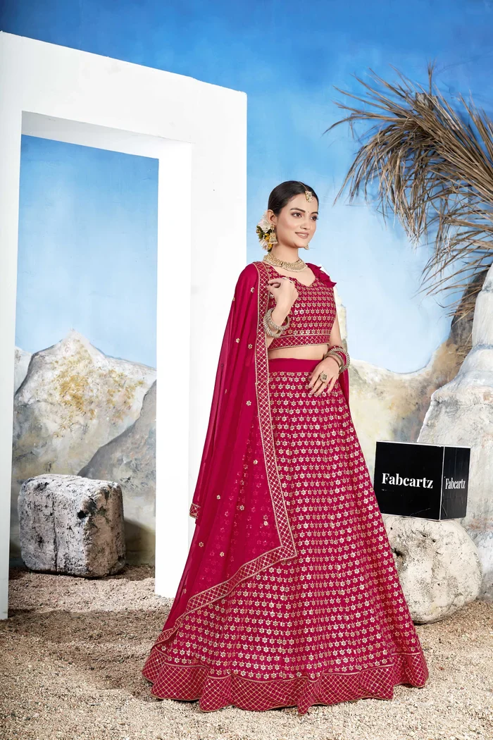 Women's Embroidered Georgette Lehenga Choli with Sequins Work Kailash - Image 6