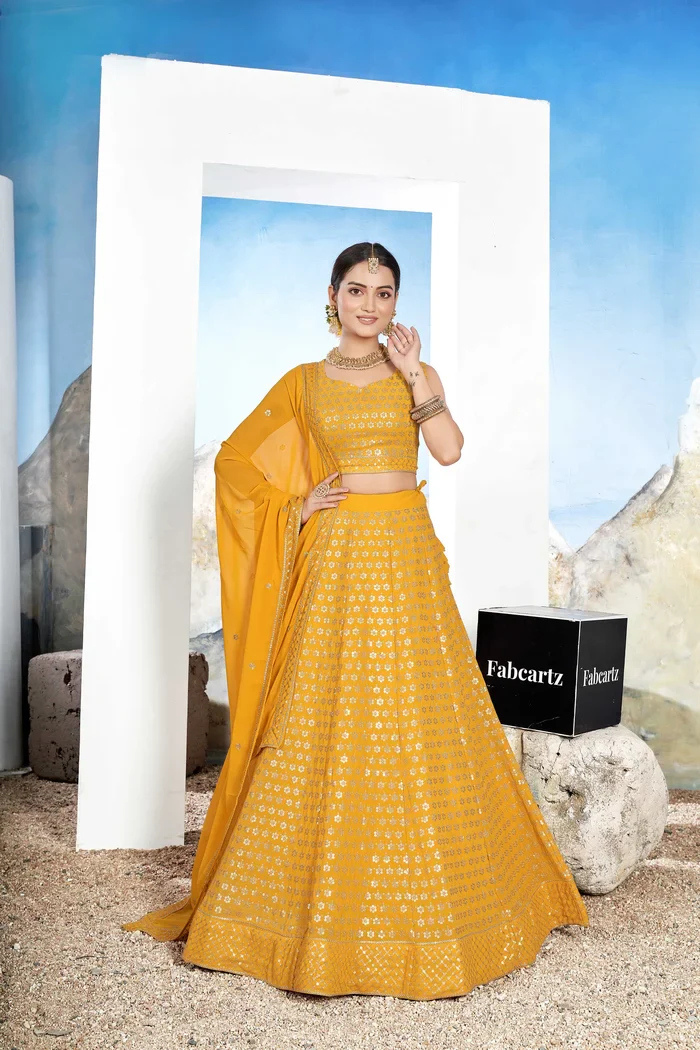 Women's Embroidered Georgette Lehenga Choli with Sequins Work Kailash - Image 8