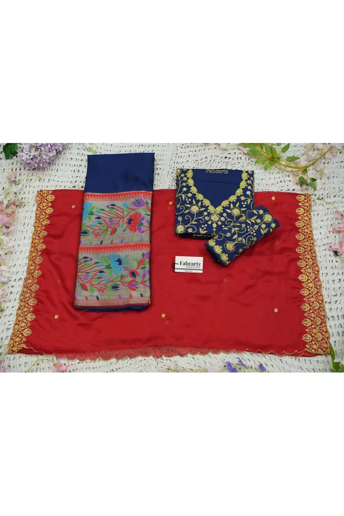Women's Woven Design zari work Half Saree with Embroidered Blouse and Dupatta Kamalika - Image 20