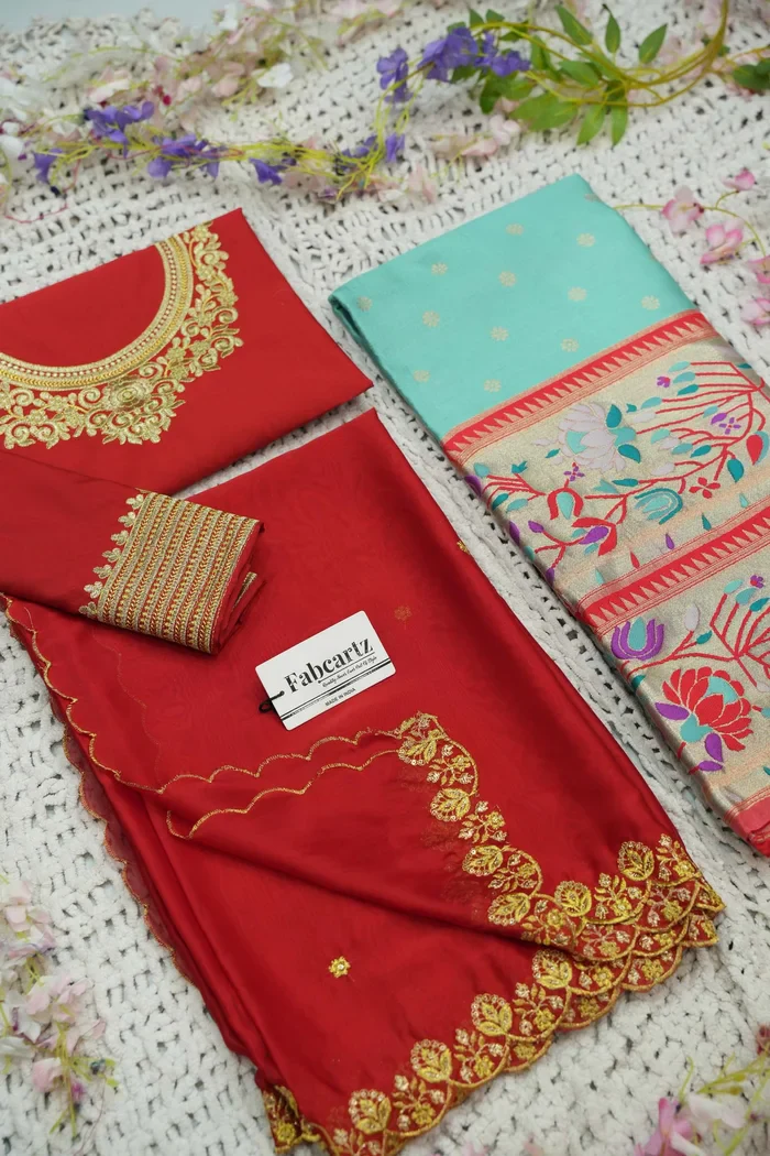Women's Woven Design zari work Half Saree with Embroidered Blouse and Dupatta Kamalika - Image 24