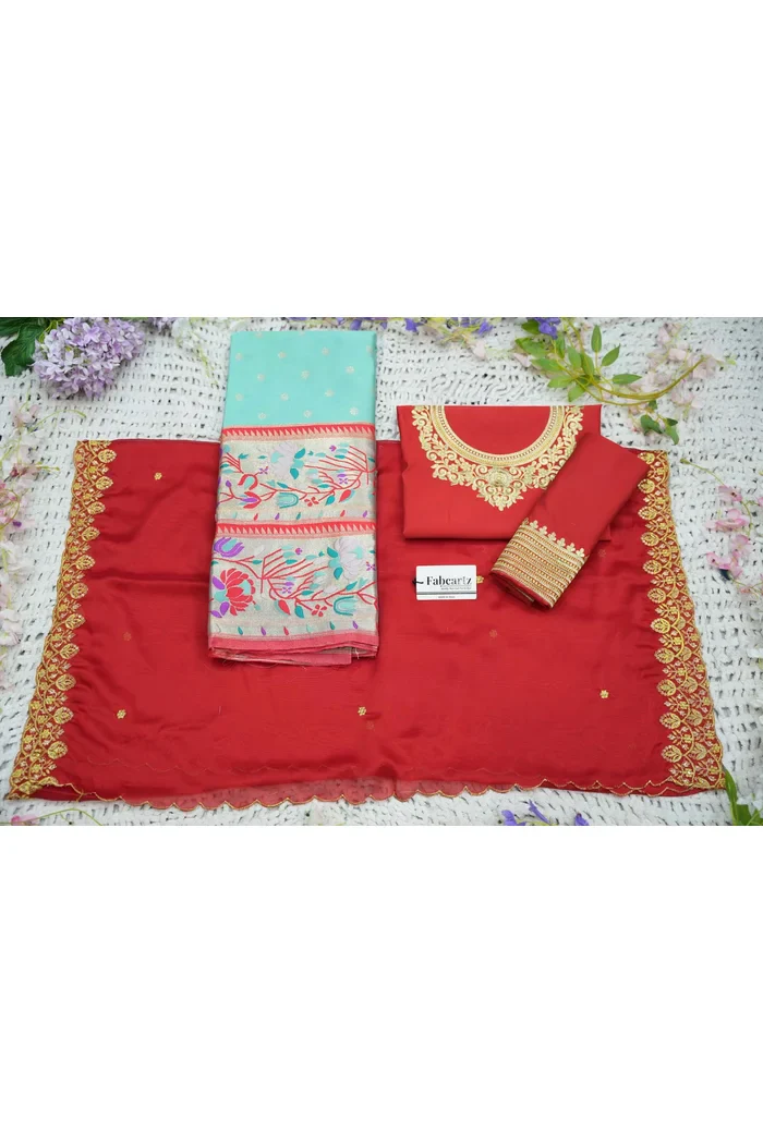 Women's Woven Design zari work Half Saree with Embroidered Blouse and Dupatta Kamalika - Image 29