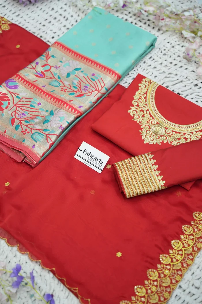 Women's Woven Design zari work Half Saree with Embroidered Blouse and Dupatta Kamalika - Image 15
